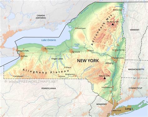 Phisical Map Of New York