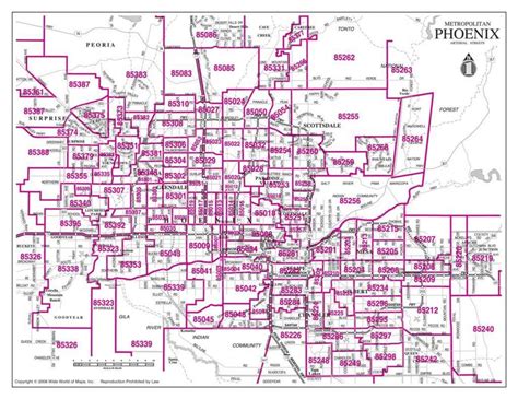 Phoenix area code map Area code map Phoenix (Arizona USA)