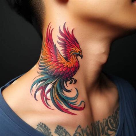 Phoenix Neck Tattoo