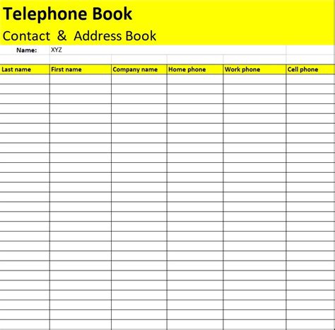 8 Phone Book Template Excel Template Guru
