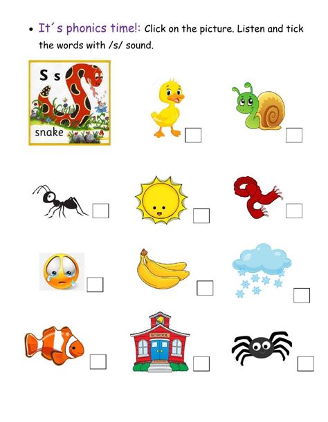 Phonics Letter S Worksheets