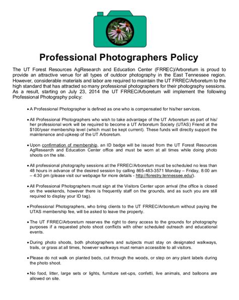 Photography Privacy Policy Template