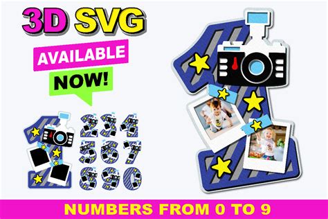 Download Photography Camera Numbers 3D SVG