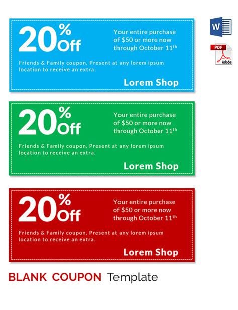 Colorful coupon template with flat design Vector Free Download