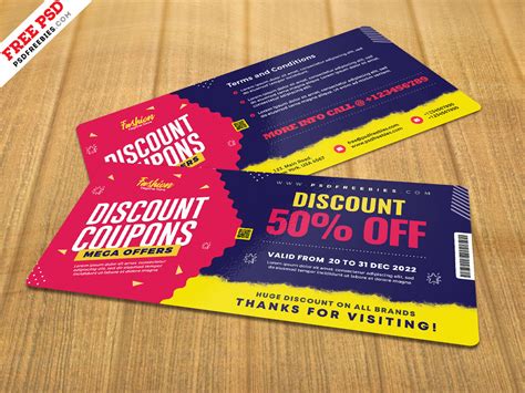 Colorful coupon template with flat design Vector Free Download