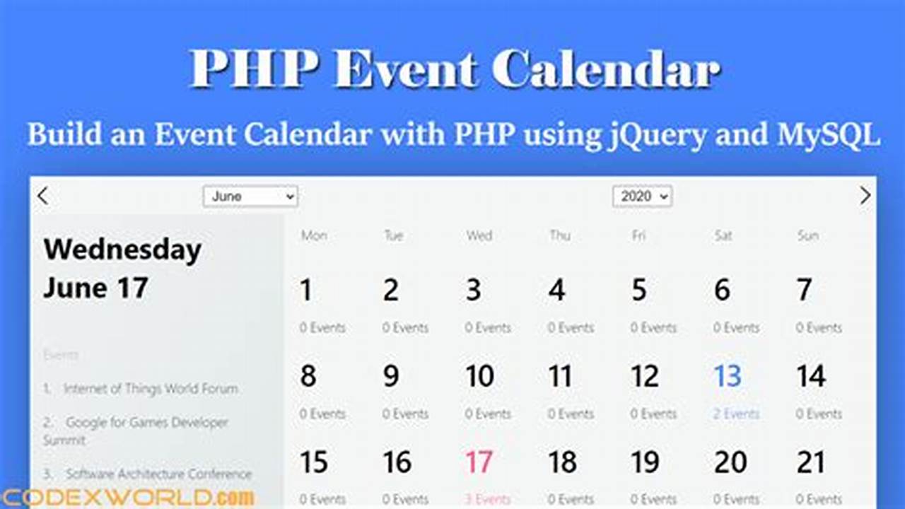 Php Calendar With Events Mysql