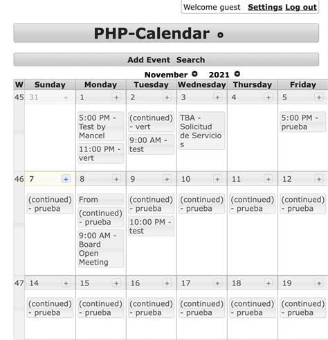 Php Calendar Code Free