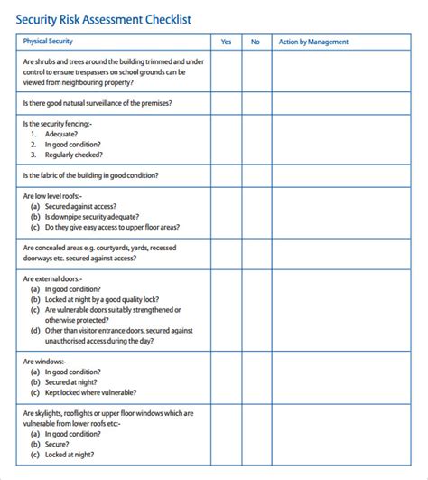 Physical Security Survey Template