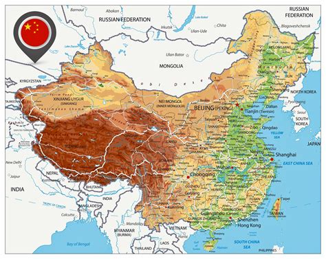 Physical map of China Full size Gifex