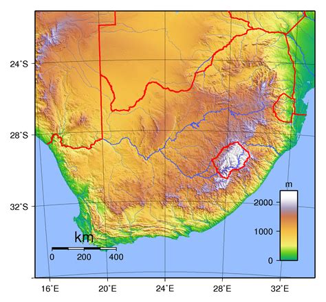 South Africa Physical Map South Africa • mappery