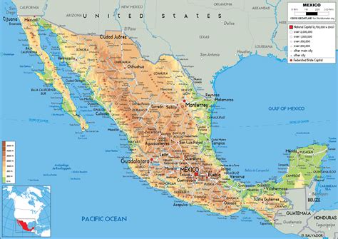 Mexico Physical Map A Learning Family