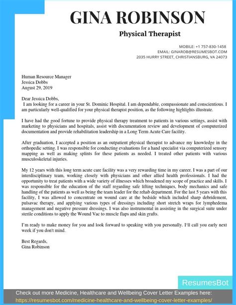 Physical Therapist Cover Letter Template