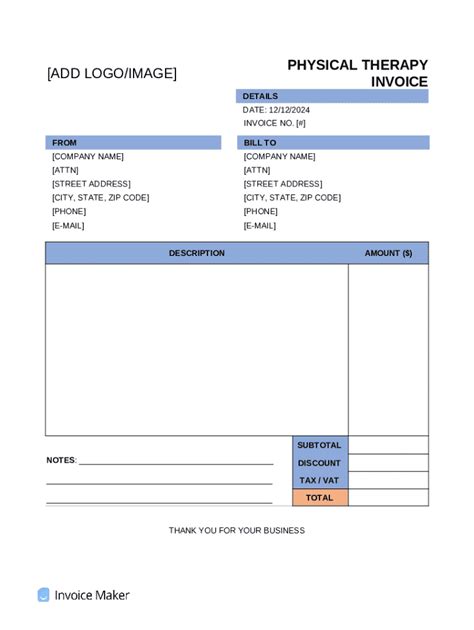 Physical Therapy Invoice Template | Free Custom Templates | FreshBooks Ireland
