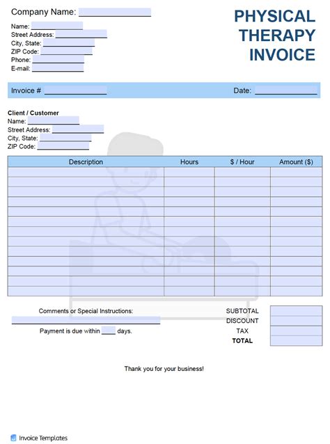 Physical Therapy Invoice Template Word | Excel | PDF Free Download | Free PDF Books