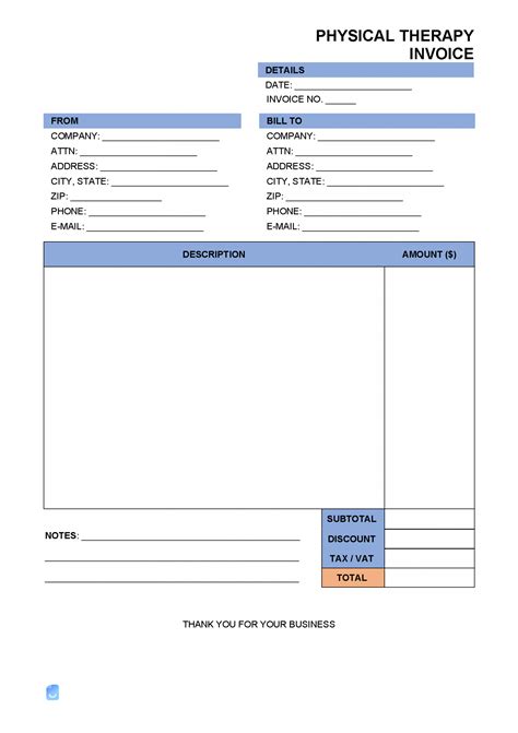 Physiotherapy Invoice Template