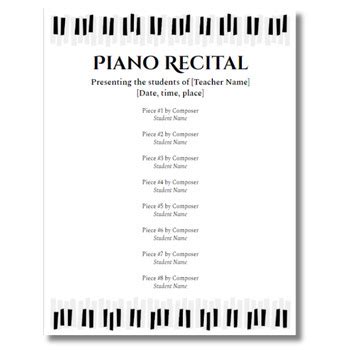 Piano Recital Program Template Free – Free Editable Template & Examples