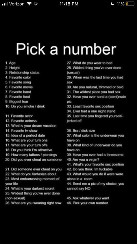 Pick A Number Chart
