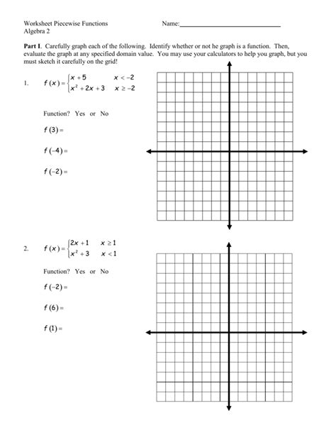 Piecewise Functions Practice Worksheet