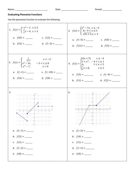 Piecewise Functions Worksheet With Answers Pdf - worksheet