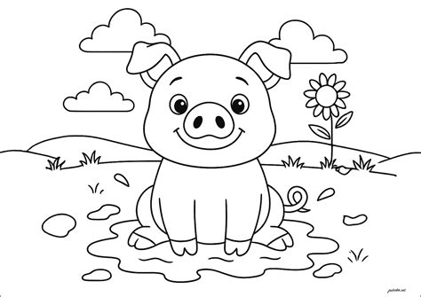 Pig In Mud Coloring Pages