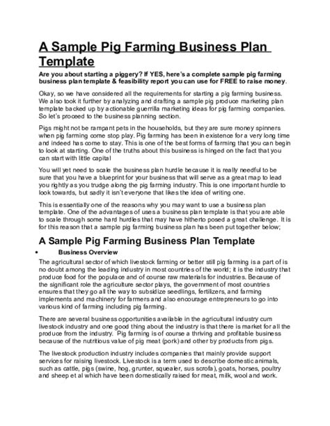 Piggery Farming Business Plan Doc