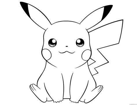 Pikachu Sentado Sorrindo Para Colorir Imprimir E Desenhar