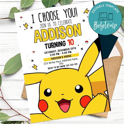 Pikachu Invitation Template