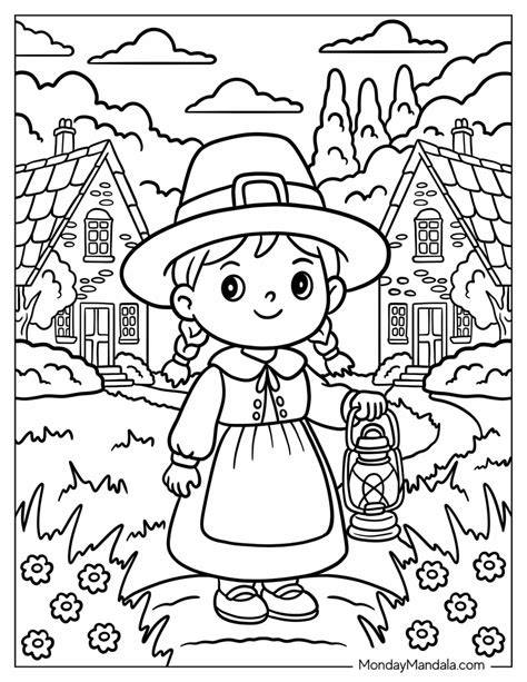 Pilgrim Girl Coloring Page