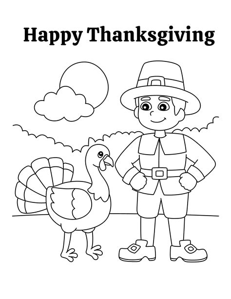 Pilgrim Happy Thanksgiving Coloring Pages