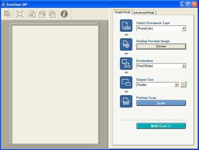 Pilih jenis dokumen yang ingin Anda scan pada menu ScanGear MP.