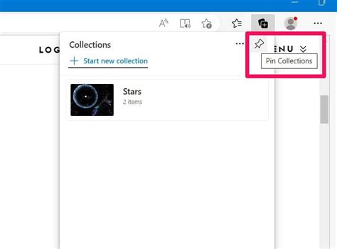Pin Collections (Disable Flyout) to Sidebar of Microsoft Edge