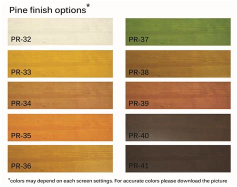 Pine Stain Color Chart
