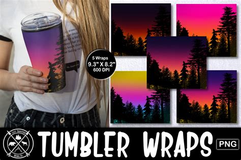 Download Pine Tree Sunset Tumbler Wrap Sublimatio Files