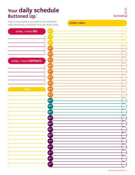 Pininterest Get Buttoned Up Weekly Schedule Printables