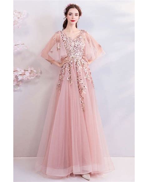 Pink Butterfly Prom Dress