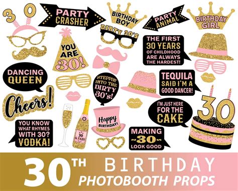 Download Pink 30th Birthday Photo Booth Props DXF Files