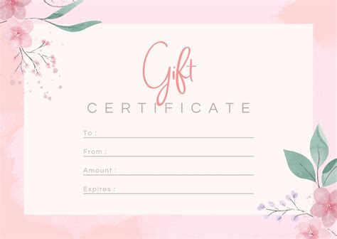 Pink Gift Certificate Template (2) - TEMPLATES EXAMPLE | TEMPLATES EXAM