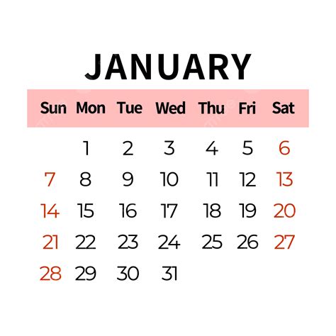 Pink January 2024 Calendar