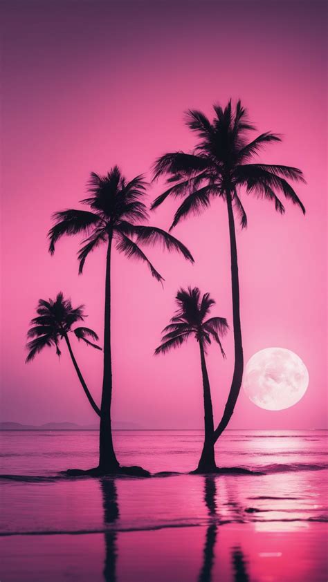 Transport Yourself to a Dreamy Oasis with Stunning Pink Palm Tree Desktop Wallpaper