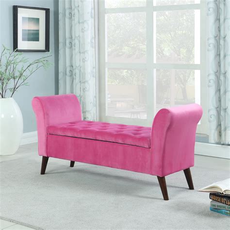 Pink Velvet Storage Bench With Castor Legs Furniture Supplies UK