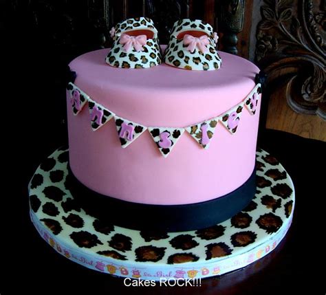 Pink and Leopard Baby Shower Cake