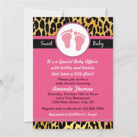 Pink and Leopard Baby Shower Invitations