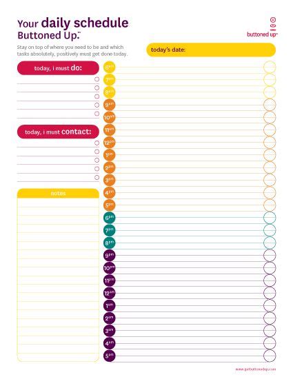 Pinterest Get Buttoned Up Weekly Schedule Printables
