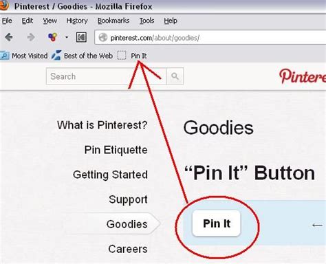 Pinterest button not showing up on toolbar