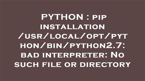 th?q=Pip%20Installation%20%2FUsr%2FLocal%2FOpt%2FPython%2FBin%2FPython2 - How to Fix Bad Interpreter: No Such File or Directory Error in Pip Installation