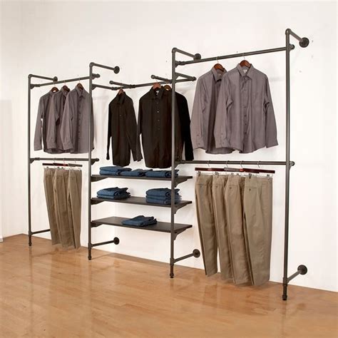 Pipe Clothing Rack Wall Mounted Gold Garment
