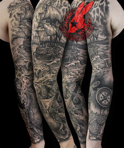 Pirate Sleeve with Ship & Skull
