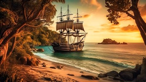 Pirate Ship Sunset