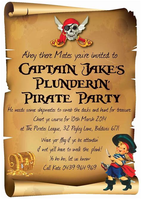 FREE Printable Pirate Party Invitation Pirate party invitations
