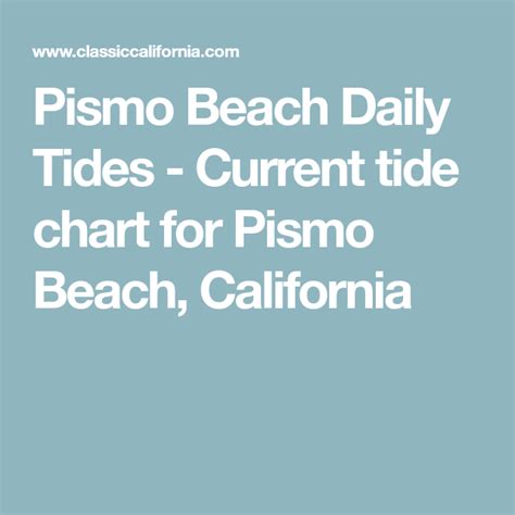 Pismo Beach Tides Chart